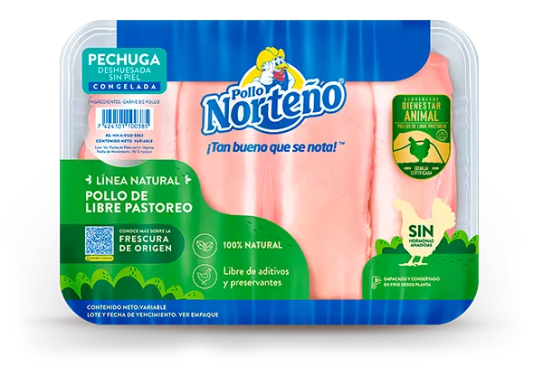 Pechuga deshuesada sin piel congelada